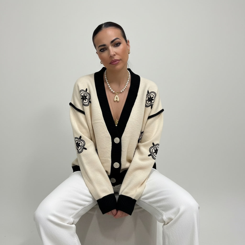 CARDIGAN SG583 RICAMO - Cardigan - SIMONA G